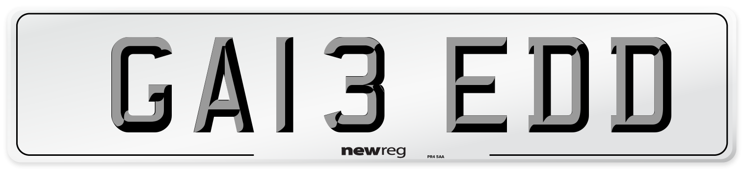 GA13 EDD Number Plate from New Reg